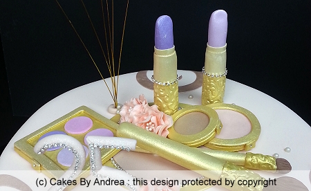 25th-birthday-custom-cake-gold-makeup-diamante-age-swirls