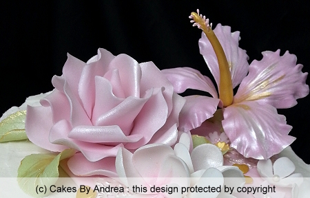 50th-birthday-cake-hibiscus-rose-frangipanis-lace